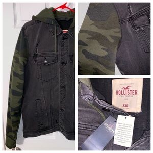 Hollister Black/Camo Denim Jacket - RARE W/ TAGS